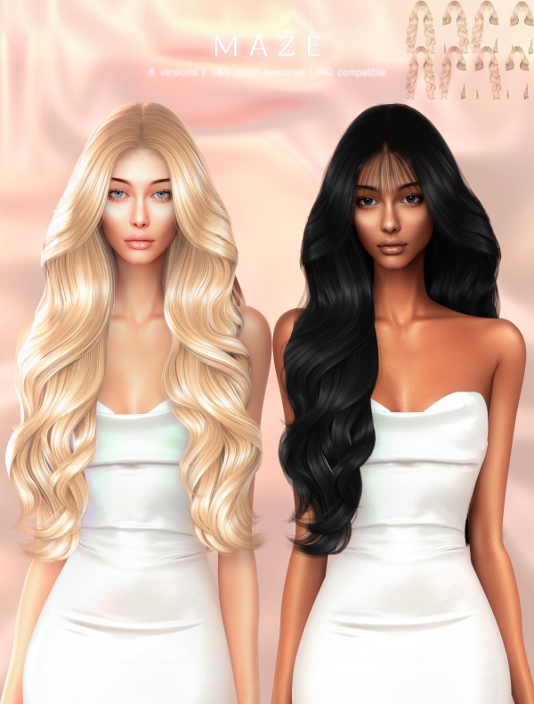 Alpha Maze Hairstyle by greenteahoney - The Sims 4 Custom Content