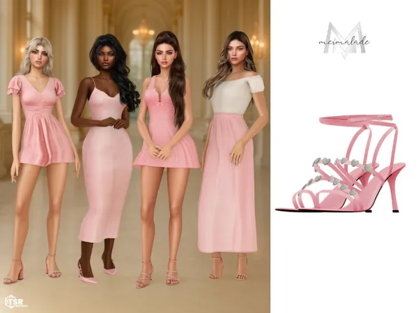 Alpha Soft Girl Renaissance Crystal Sweetheart Heels S653 by Mermalade - The Sims 4 Custom Content