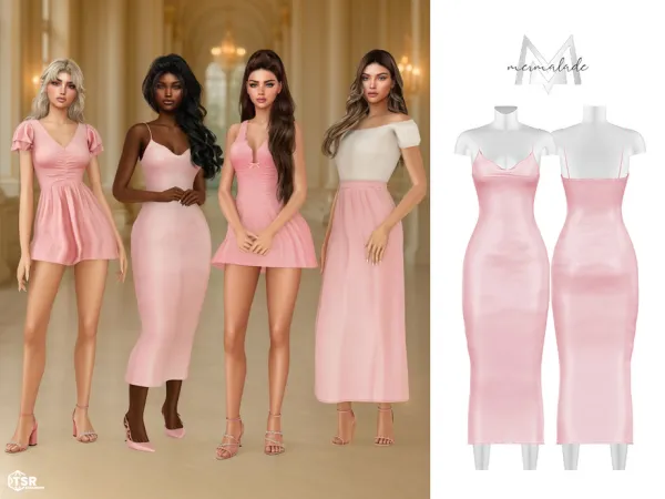 Alpha Soft Girl Renaissance Satin Muse Dress MC637 by Mermalade - The Sims 4 Custom Content