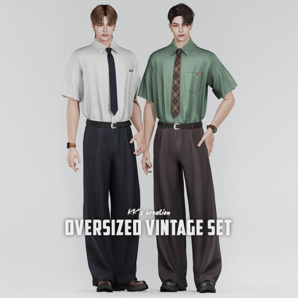 Alpha [KK] Oversized vintage set by simsfinds - The Sims 4 Custom Content