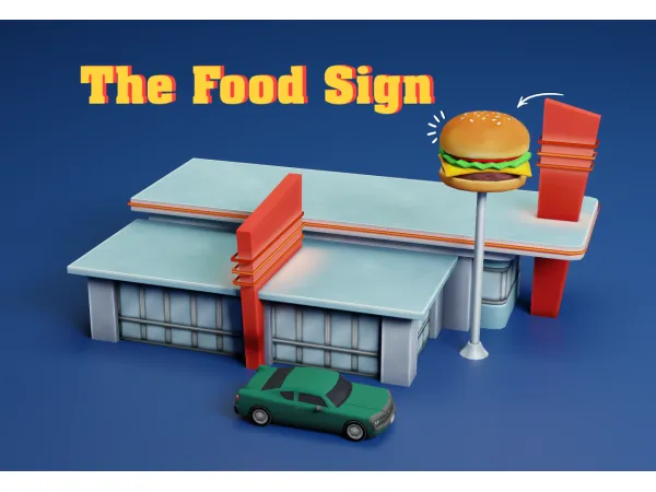 Sims 4 THE FOOD SIGN by vevi
