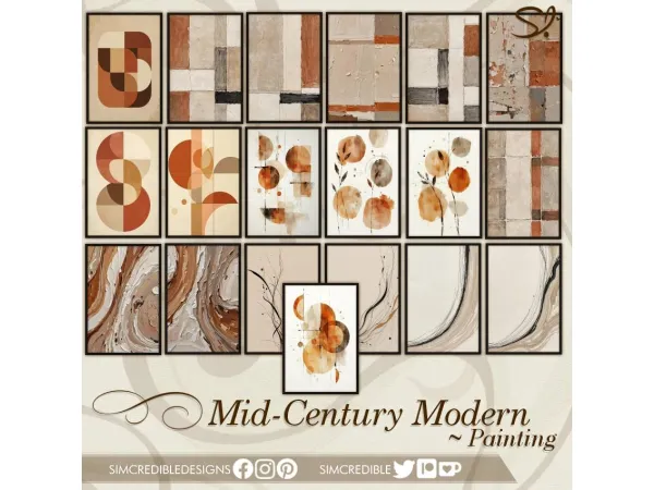 Alpha Mid Century Modern Painting - The Sims 4 Custom Content