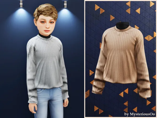 Alpha Child Ribbed casual knit sweater by MysteriousOo - The Sims 4 Custom Content