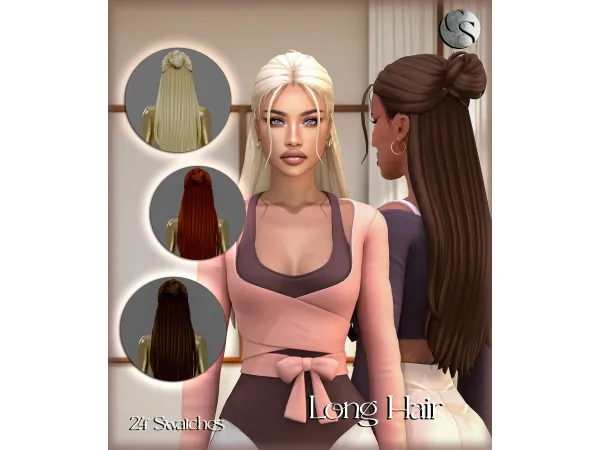 Maxis Match [CAMUFLAJE] Pilates Edit Collection Long Updo - The Sims 4 Custom Content