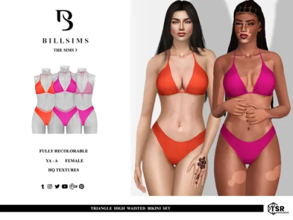 Triangle High Waisted Bikini Set by billsims - The Sims 3 Custom Content