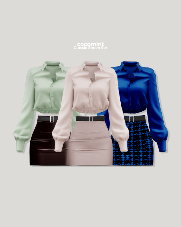 Alpha [cocomint] Classic Sheen Shirts by cocomint - The Sims 4 Custom Content