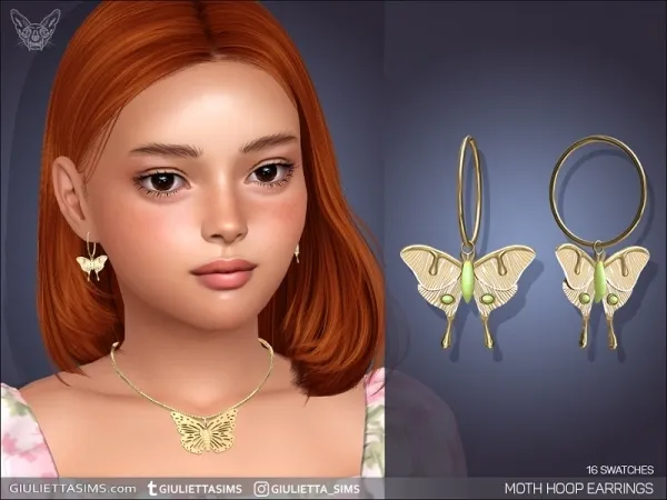 Alpha Moth Hoop Earrings For Kids - The Sims 4 Custom Content
