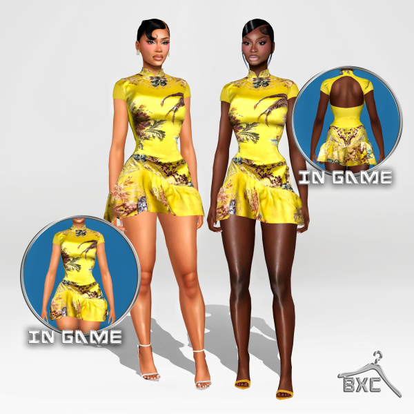Alpha ROBERTO CAVALLI 2003 CHINOISERIE SILK DRESS by simsfinds - The Sims 4 Custom Content