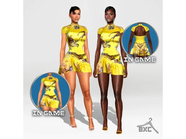 Alpha ROBERTO CAVALLI 2003 CHINOISERIE SILK DRESS by Baddiexsimmer - The Sims 4 Custom Content