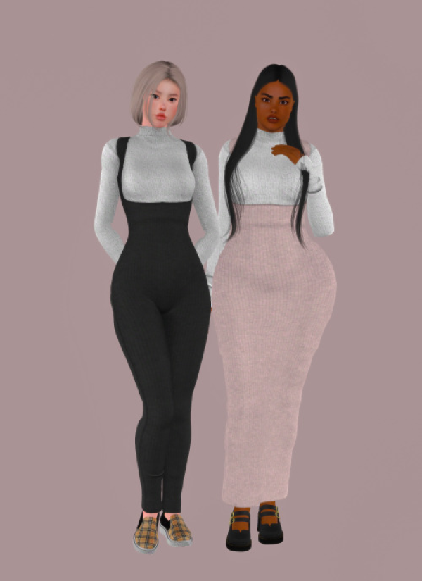 longsleevejumpsuitlongsleevelongdress by simsfinds - The Sims 3 Custom Content