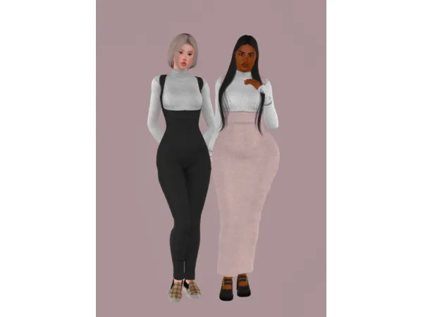 longsleevejumpsuitlongsleevelongdress by chamisss - The Sims 3 Custom Content