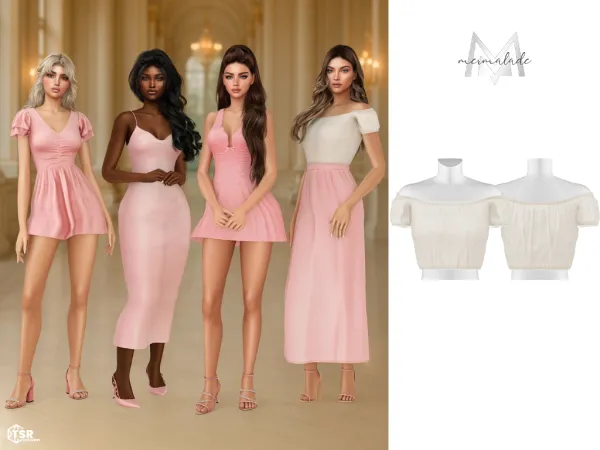 Alpha Soft Girl Renaissance Collection Serenity Off Shoulder Top MC635 - The Sims 4 Custom Content