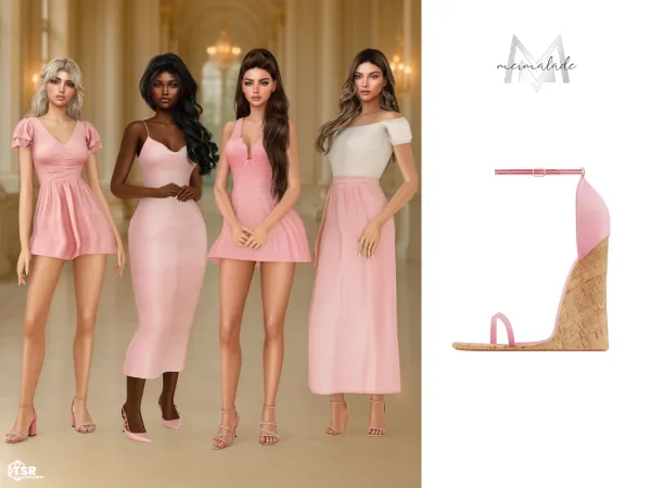Alpha Soft Girl Renaissance Heartstone Wedge Heels S654 - The Sims 4 Custom Content