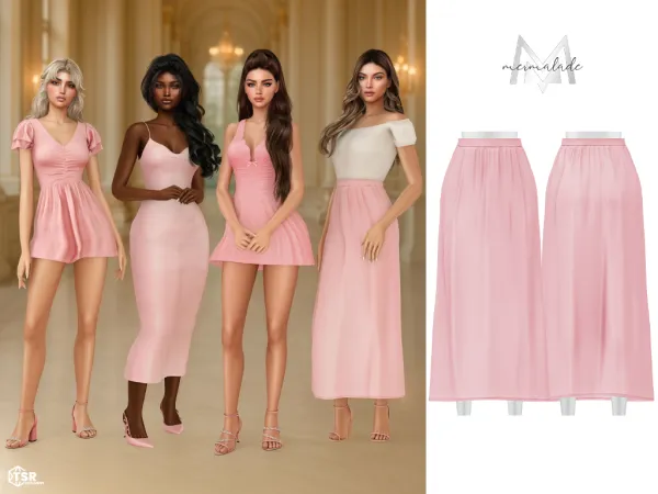 Alpha Soft Girl Renaissance Collection Satin Bloom Skirt MC636 - The Sims 4 Custom Content