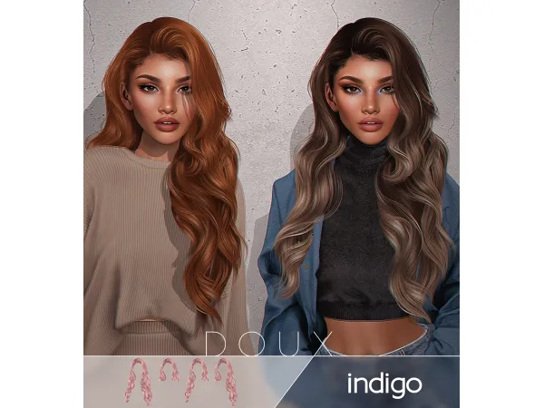 Alpha DOUX Indigo Hair - The Sims 4 Custom Content