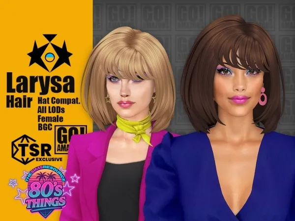 Maxis Match Larysa Hair (80's Things) - The Sims 4 Custom Content