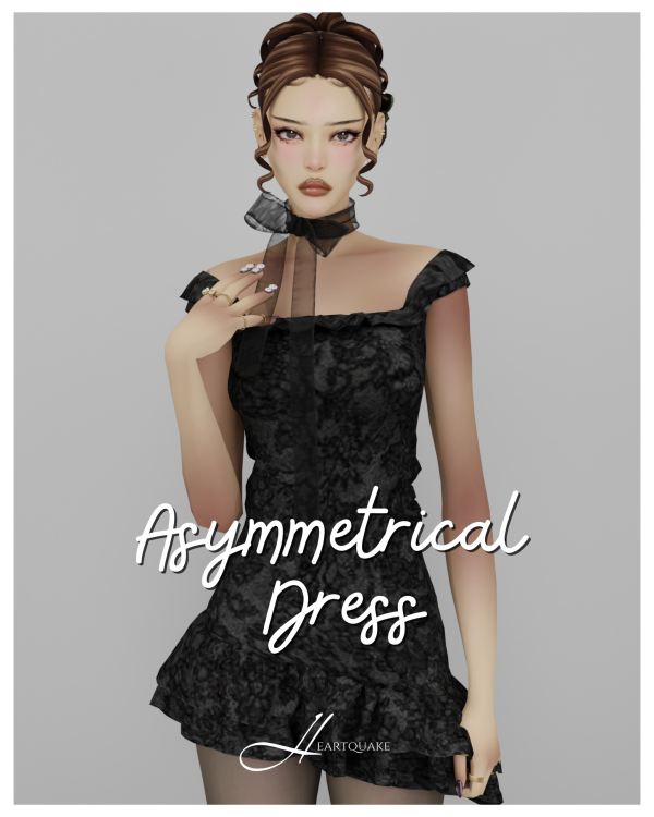 Maxis Match heartquake asymmetrical dress by simsfinds - The Sims 4 Custom Content