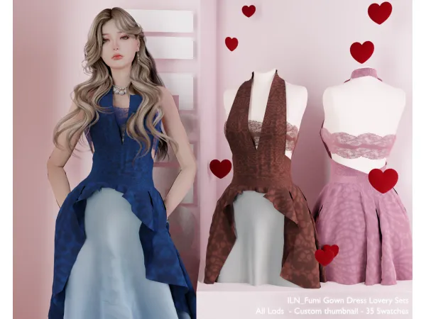 Alpha ILN Fumi Gown Dress - The Sims 4 Custom Content