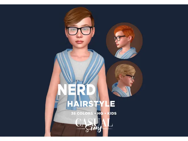 Alpha Nerd Hairstyle Children - The Sims 4 Custom Content