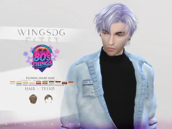 Sims 4 WINGS-TF1105-Flowing short hair by wingssims