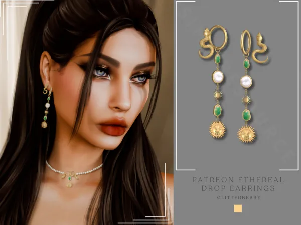 Alpha Patreon Ethereal Drop Earrings by Glitterberryfly - The Sims 4 Custom Content