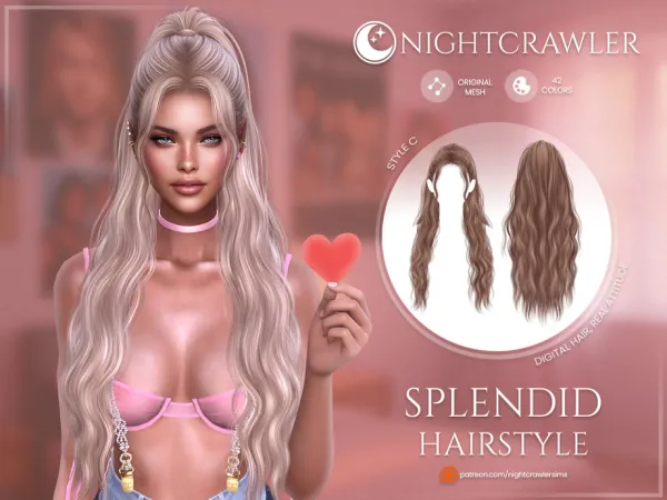 Nightcrawler Splendid Hair Style A - The Sims 4 Custom Content