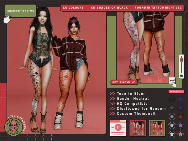 Mix Cherry Blossom V2 Tattoo - The Sims 4 Custom Content