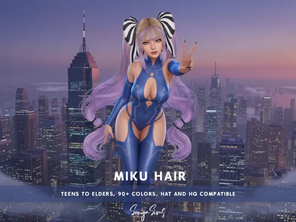 Alpha Usagi Miku Hairstyle - The Sims 4 Custom Content