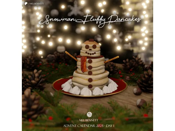 Sims 4 Advent Calendar 2025 - Day 1 - Snowman Fluffy Pancakes