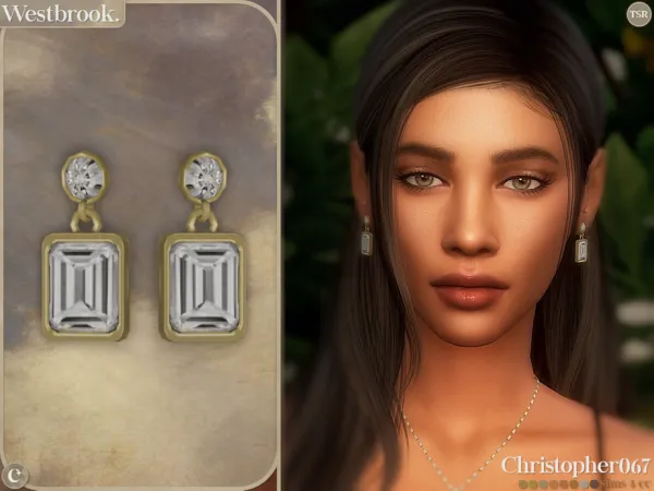 Alpha Westbrook Earrings Diamond Baguette Dangle Earrings Christopher067 by christopher067 - The Sims 4 Custom Content