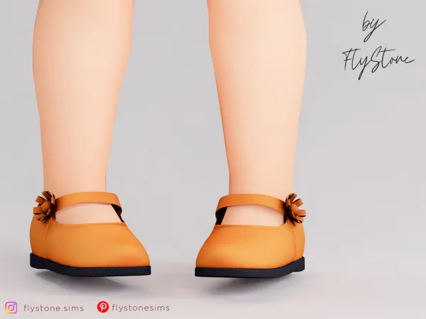 Mix Toddler Leather Shiny Flats With Flower by FlyStone - The Sims 4 Custom Content