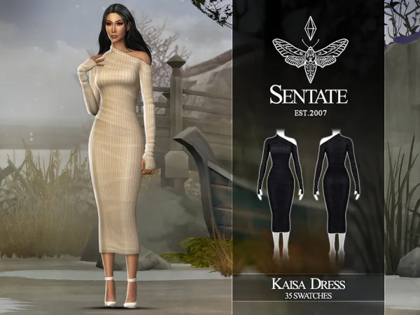 Maxis Match Kaisa Midi Dress by Sentate - The Sims 4 Custom Content
