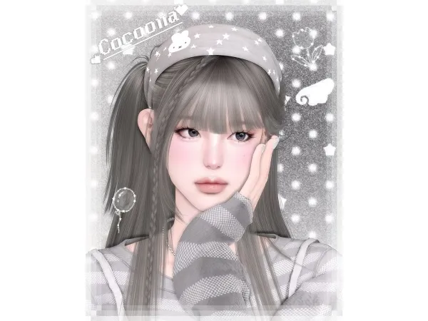 Alpha Cocoona_Fluffy Miffy Charm Headband - The Sims 4 Custom Content