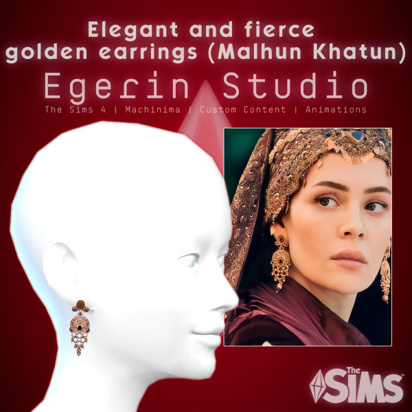 Mix [Egerin] Elegant and fierce golden earrings (Malhun Khatun) by simsfinds - The Sims 4 Custom Content