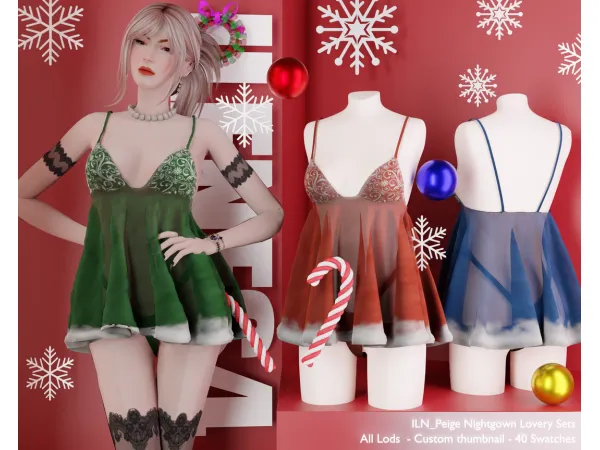 Alpha ILN Peige Nightgown - The Sims 4 Custom Content