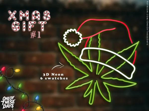 Mix OOTD BuildBuy XMAS GIFT 1 3D neon - The Sims 4 Custom Content