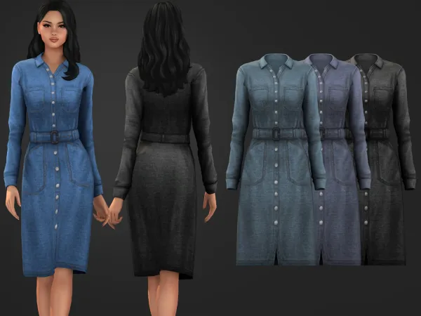 Sims 4 Luella Set-Denim Dress