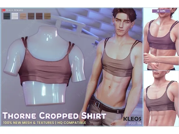 Alpha PEACH Thorne Cropped Shirt by kleossims - The Sims 4 Custom Content