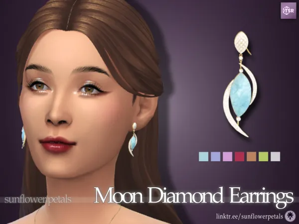 Mix Moon Diamond Earrings - The Sims 4 Custom Content