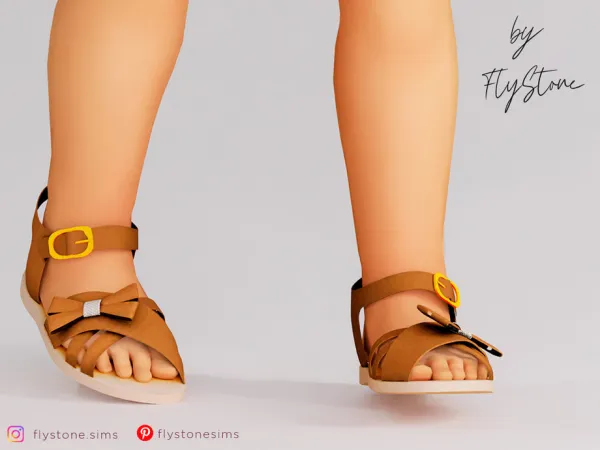 Mix Toddler Sandals With Bow And Diamonds by FlyStone - The Sims 4 Custom Content