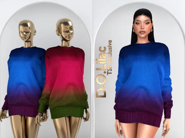 Alpha Gradient Wool Sweater Dress DO2058 - The Sims 4 Custom Content