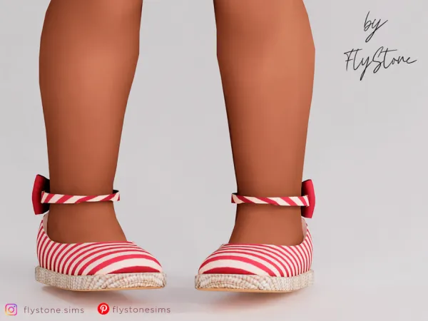 Mix Toddler Striped Flats With A Bow At The Back by FlyStone - The Sims 4 Custom Content