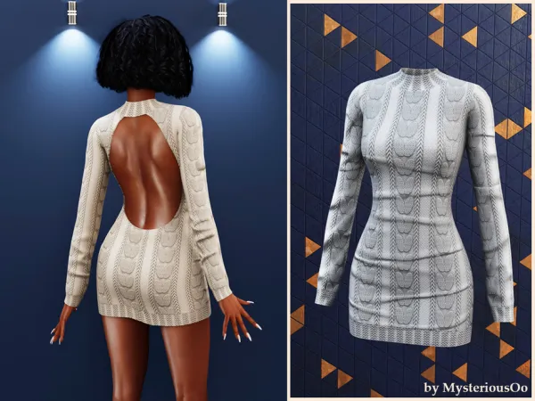 Alpha Open back knit mini dress by MysteriousOo - The Sims 4 Custom Content
