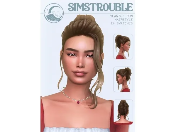 Sims 4 Clarice Hairstyle, Bun (4 Versions) by simstrouble