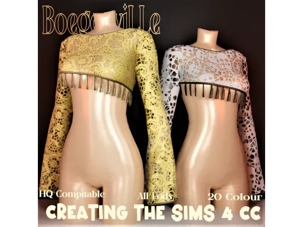 Alpha Boe_Nabila The Top Wears Lace - The Sims 4 Custom Content