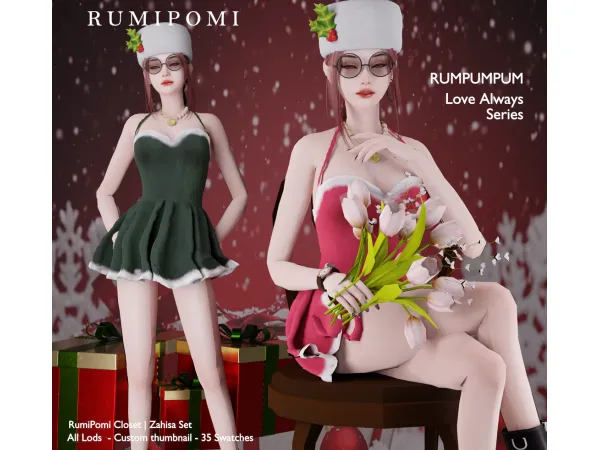 Alpha Rumpumpum_Zahisa Christmas Outfit - The Sims 4 Custom Content