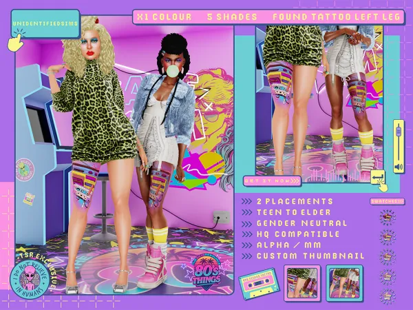 Mix 80s Things Tape Cassette Tattoo - The Sims 4 Custom Content