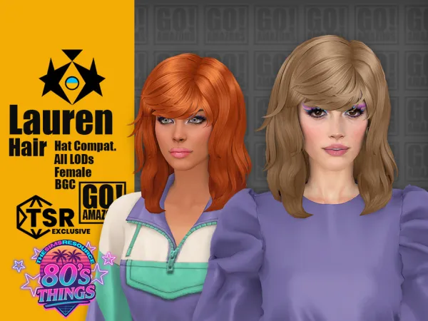 Maxis Match Lauren Hair (80's Things) - The Sims 4 Custom Content