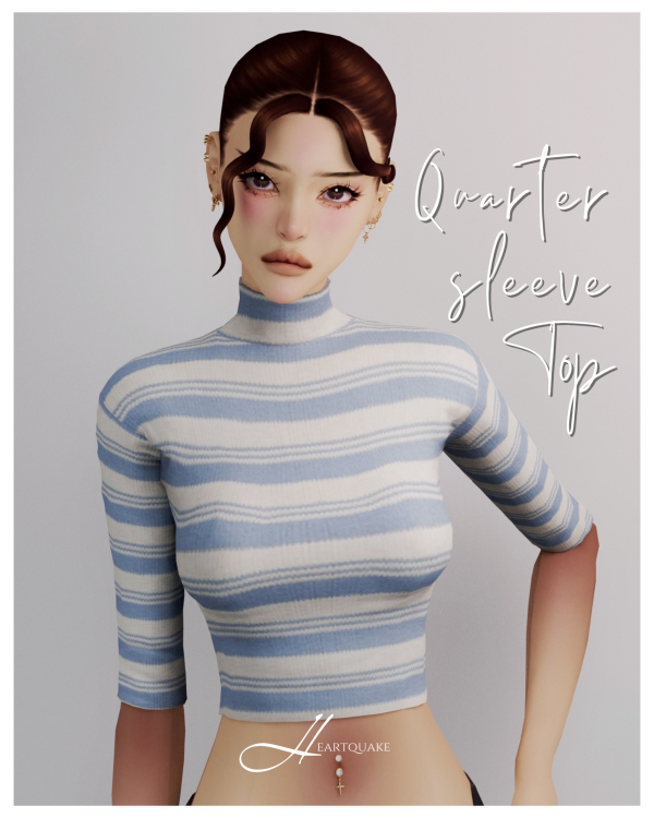 Maxis Match heartquake quarter sleeve top by simsfinds - The Sims 4 Custom Content