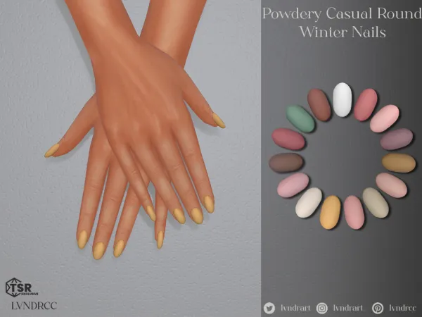 Alpha Powdery Casual Round Winter Nails - The Sims 4 Custom Content